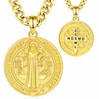 Gold-plated Round St. Benedict With NDSMD