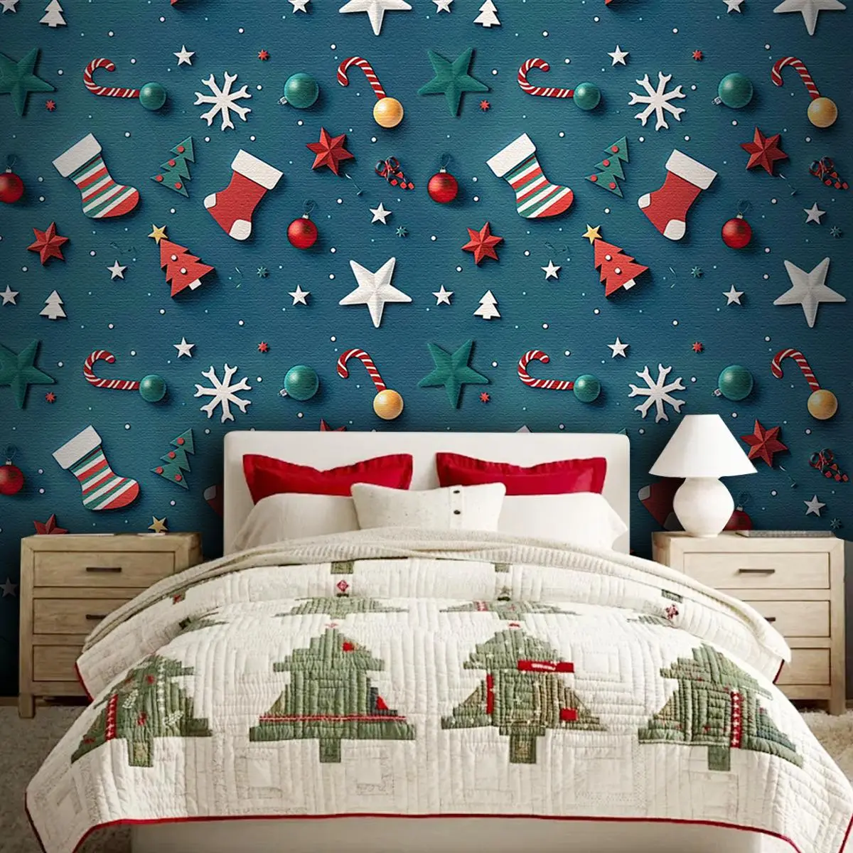 Christmas Themed Wallpaper, Self-adhesive Waterproof Wall Sticker, Decorative Wall Paper for Home Living Room Bedroom, Home Improvement