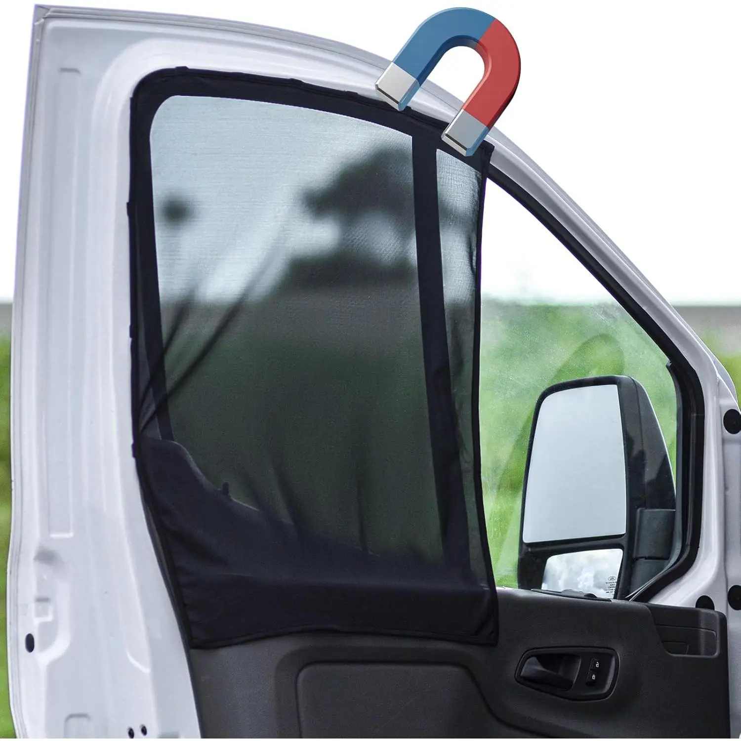 Magnetic Car Side Window Sunshade for Camper Vans Passenger Vans Front Window Shade for Driving Large Size Fit Benze Sprinter, Promaster Cargo Van, Ford Transit
