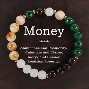 Money Bracelet Abundance And Prosperity, Calmness And Clarity, Energy And Passion, Realizing Potential Healing Crystal Bead Gorgeous Jewelry Love Girlfriend Boyfriend Souvenir Valentine Father Mother Anniversary New Year Christmas Halloween Birthday Gift