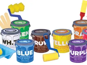 RoseArt Washable Sidewalk Chalk Paint, Big Super Set with 8 Colors & 2 Foam Brushes