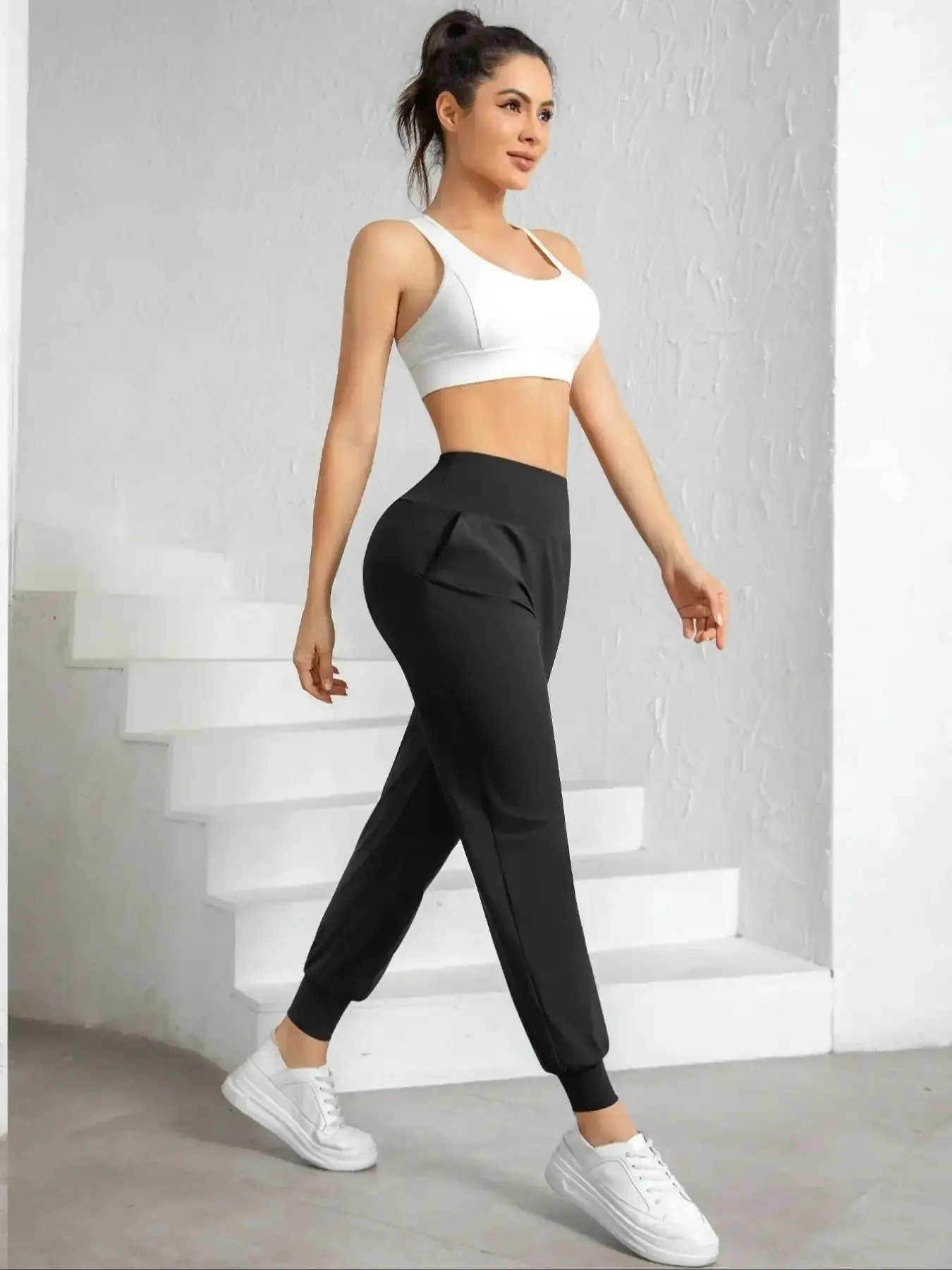 Women's High Waist Ice Silk Joggers with Streetwear Style, Lightweight Athletic Pants for Workout Yoga Running and Gym, tailored comfort, sleek line, performance fit, athleisure style