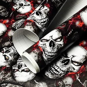 Skull Sticker Bomb Graffiti PVC Vinyl Wrap Film, Air Release Self Adhesive, DIY Car Motorcycle Bicycle Decoration Sticker, Car Decorative Sticker, Car Decals, Sticker for Cars, Truck Car Decal