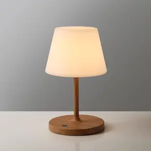 Outdoor Battery Operated Table Lamp Waterproof, 4000mAh Cordless Table Lamp Rechargeable, Touch Dimmable Desk Lamp, LED Night Light for Patio Camping Restaurant Home (Wood Grain, 9.6in)