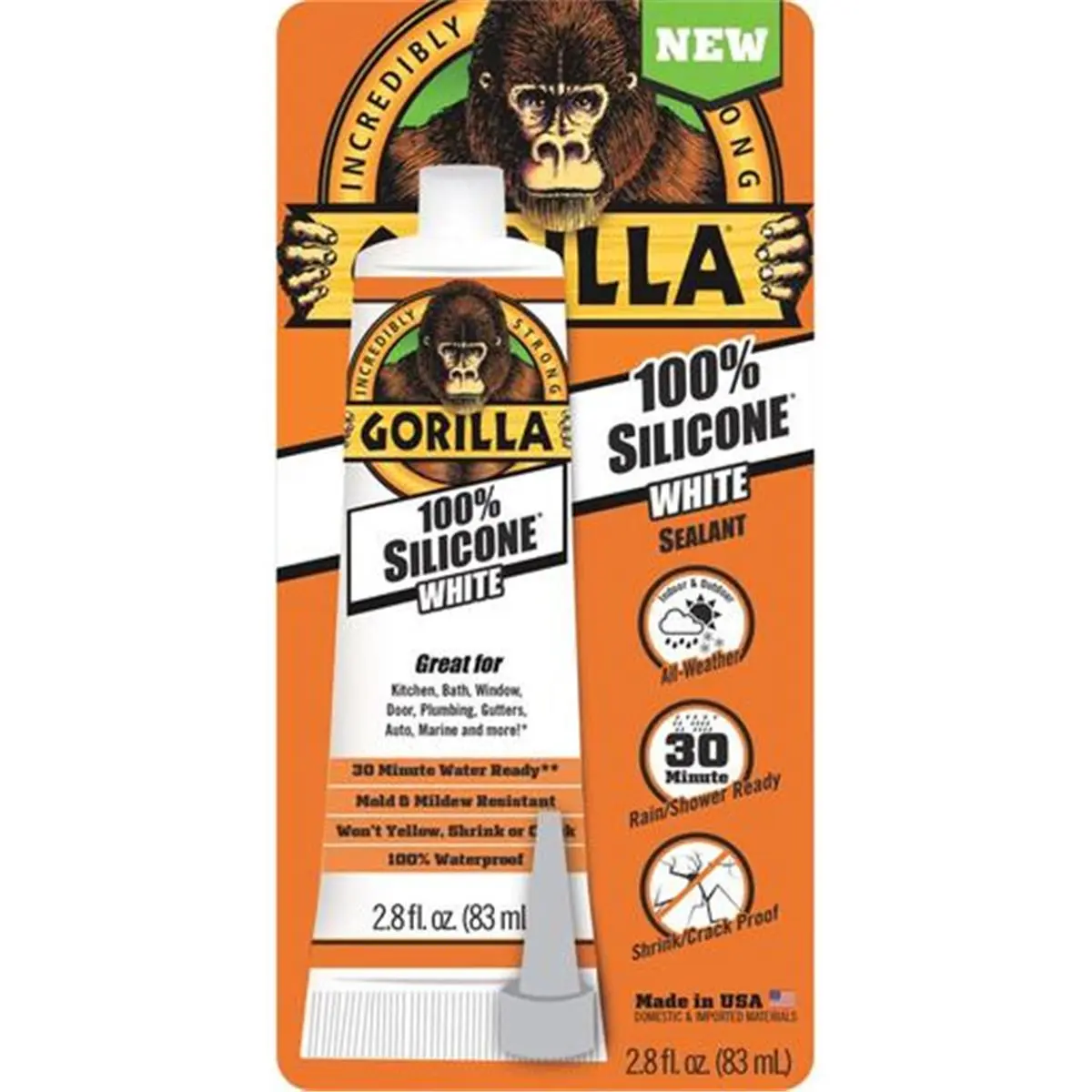 212 MAIN Silicone Glue Sealant - 2.8 oz, White, Mold Resistant, Pack of 6