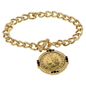 American Coin Italian 20 Lira Coin Toggle Bracelet