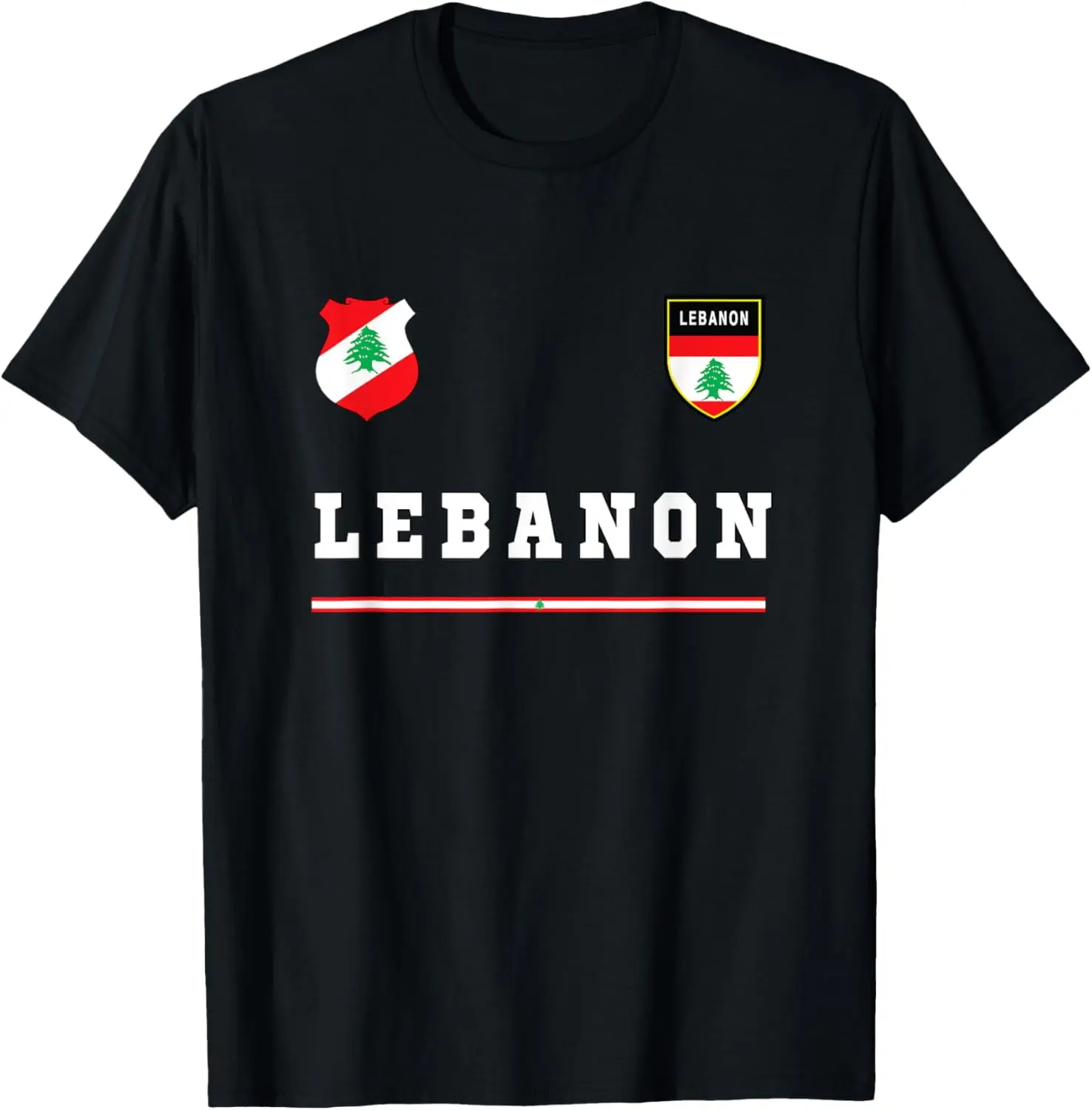 Women's 100% Cotton Lebanon Flag Soccer Jersey - Short Sleeve Crew Neck T-Shirt, Short Sleeve Tops, Flexible Fit, Machine Washable, Cold Wash, Hang to Dry, Female Beirut Casual Sport Wear, Jersey Women's T-Shirts