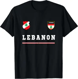 Women's 100% Cotton Lebanon Flag Soccer Jersey - Short Sleeve Crew Neck T-Shirt, Pure Cotton Clothing, Short Sleeve Tops, Casual Flexible-Fit Machine-Washable Beirut Sport Top