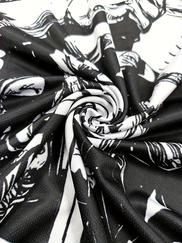 Japanese Anime Men's Football Jersey & Samurai Pattern Round Neck Comfortable Sports Top, Fitness Top, Sweat-Wicking Knit Fabric, Casual Wear Japanese Anime Men's Football Jersey & Samurai Pattern Round Neck Comfortable Sports Top, Fitness Top, Sweat-Wicking Knit Fabric, Casual Wear