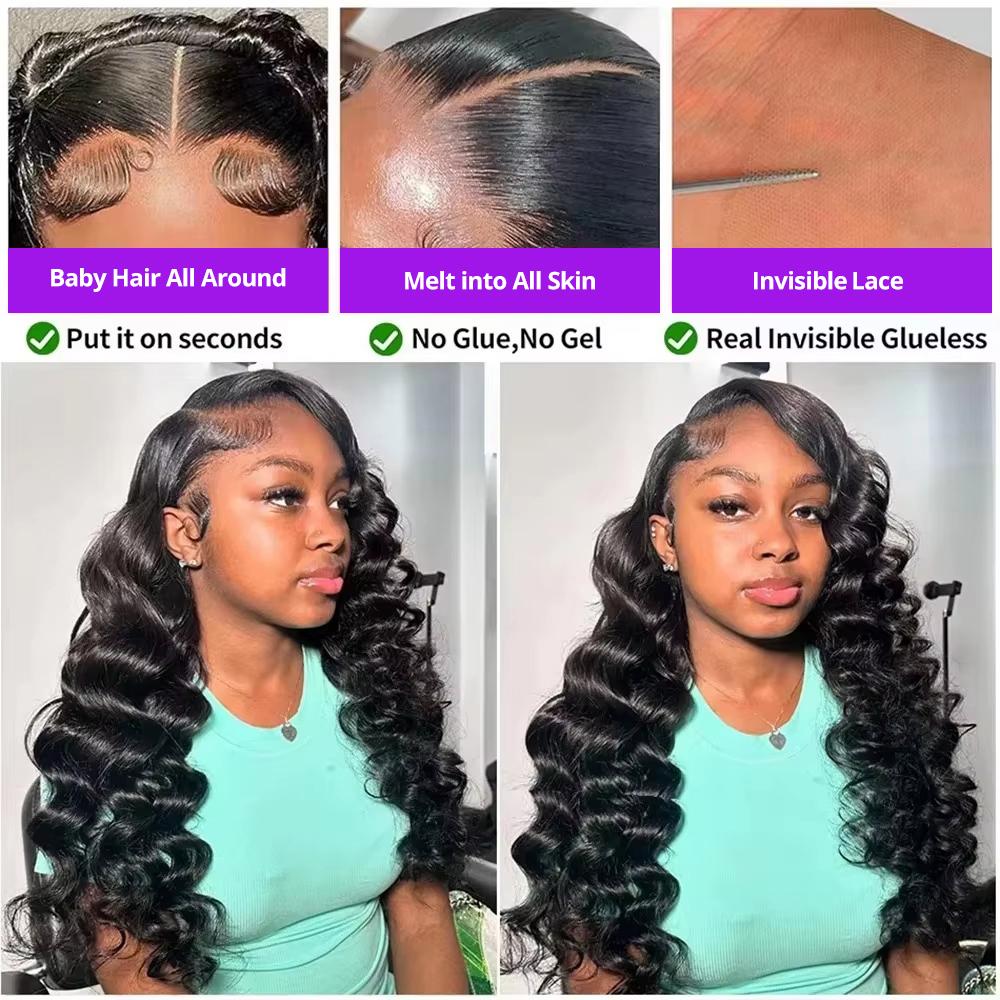 Ama 5x5 Glueless Loose Deep Wave Lace Closure Wig 180 Density 13x4 Pre Plucked Lace Front Human Hair Wigs For Women