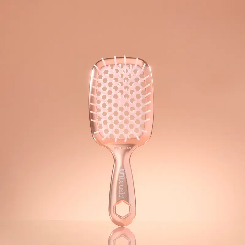 UNbrush Mini Chrome Hair Brush, Mini Size, Gentle Detangling, Reduces Breakage, Anti-Static, Vented Cushion, Holiday Special Edition, Gift Ideas