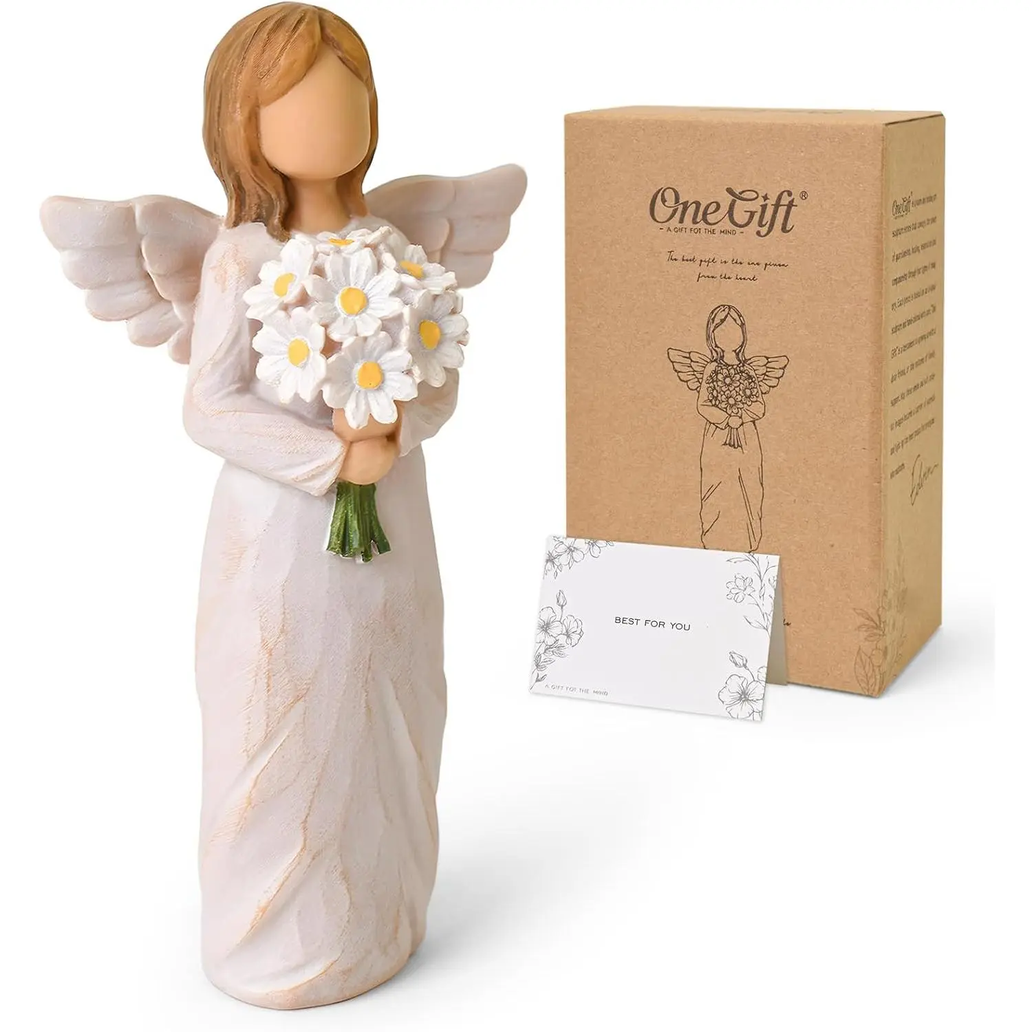 Beginnings Gifts for Women, Congratulations Gifts for  Job, Graduation, , , Leaving Farewell  for Coworker, Hand-Painted Daisy Decor Angel Figurines for Women