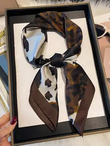 Floral Print Scarf for Women, Soft Silk-Like Hairband, Fashionable Head Wrap & Neck Scarf, All-Season Woven Fabric Accessory, Fashion Hair Scarves