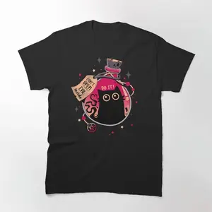 Bottled Menace - Evil Black Cat Classic Graphic Tee T-shirt - Unisex Streetwear Sport Style, Vintage Baseball Shirt, Gift for Women, Gift for  Men