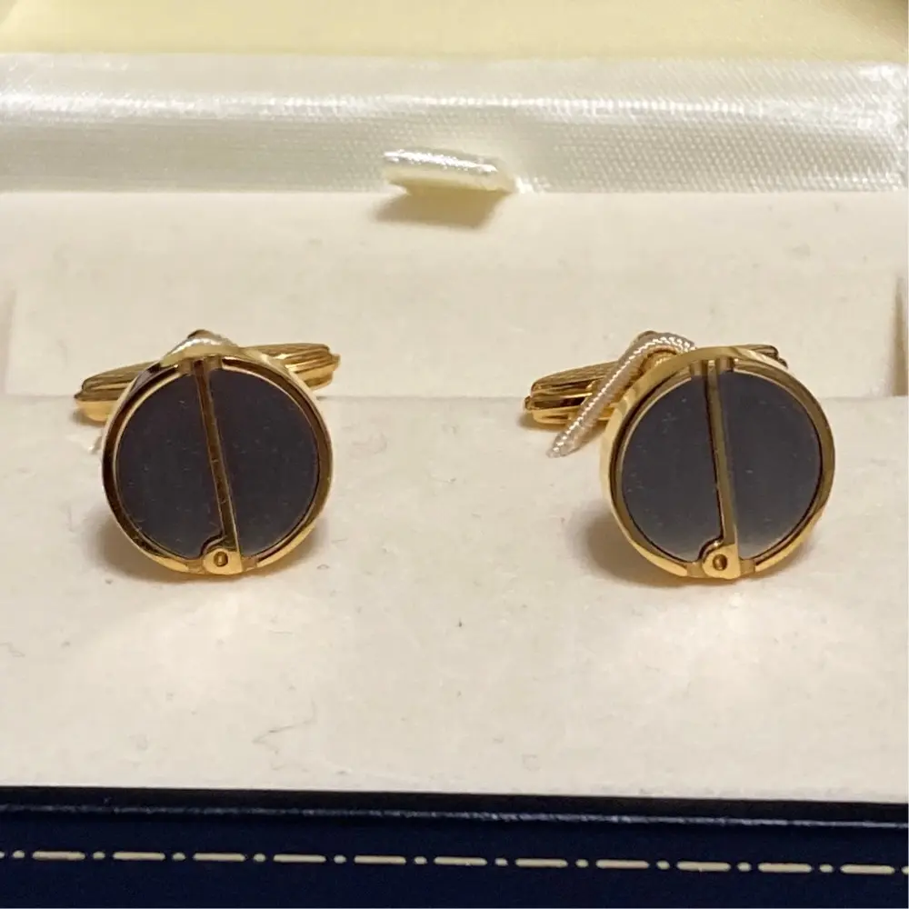 Pre-owned Dunhill Gold-plated Small Leather Goods Alfred Cufflinks