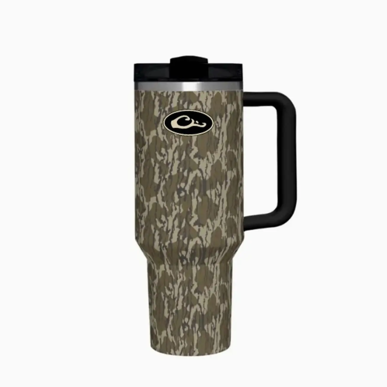 Drake Bottomland Camo 40oz Tumbler with Handle | Duck Camo Waterfowl Hunting Travel Mug | Camouflage Insulated Stainless Steel Water Bottle | Vacuum Coffee Mug with Straw | Outdoor Camping Drinkware | Hunter Gift | Hot Cold Beverage Cup