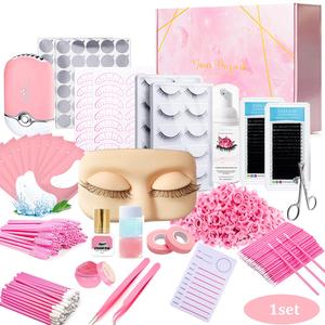 eyelash extension kit, 1 set professional lash extension kit for beginners, including practice mannequin head lash tray, glue, tweezers, grafting lash, eyelash application, eyelash kit, eyelashes extensions