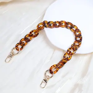 BASIC SUPPLY BY-405 15" Short Thick Resin Purse Bag Handle Shoulder Strap Replacement, Handbag Decoration Chain, Bag Accessories Charms (Leopard with Gold Buckle)