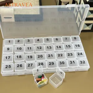 31 Day Monthly Supplement Organizer, Large Desktop Storage Box with Removable Daily Cases, Aesthetic Travel-Friendly Individual Day Organizer for Daily Routine Tracker