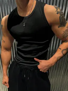 Men's Slim Fit Ribbed Tank Top, Muscle Sleeveless Shirt for Bodybuilding & Gym (Black), Workout Apparel, Gym Clothing, Gym Outfit, Gymwear