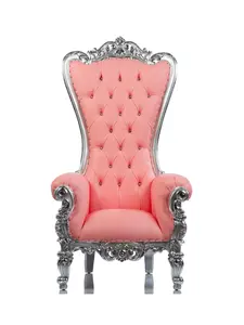 Vintage "Cotton Candy" Shellback Throne Chair (Pink/Silver)