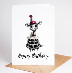 Charming Giraffe Birthday Card for Kids and Adults –  Blank Inside on Premium Cardstock