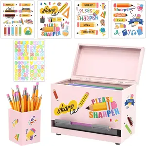 Pencil Dispenser for Classroom Stainless Steel Pencil Holder for Desk, Pencil Dispenser Set with  Organizer & 5 Stickers,  to School Classroom  Haves Teacher Supplies ()
