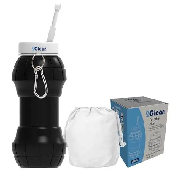 2Clean Portable Bidet Travel-Collapsible & Expandable 550ml | Peri Bottle for Women, Travel Bidet Portable, Handheld Bidet, Portable Bidet for Women, Hand Held Bidet, Bidet Bottle, Camping Bidet