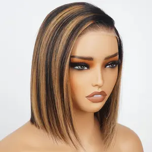Bob Wig Fashion Short Bob Straight wave Lace Wig 13*4 100% Human Brazilian Hair 8 Inches 16" Can be Curly Hair Layer Striaght Amanda Hair