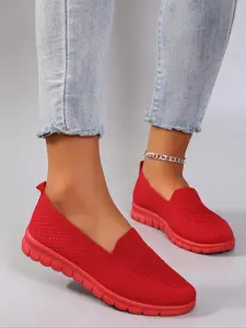 Women's Fashionable Contrast Mesh Design Slip on Sneakers, Casual Comfortable Breathable Lightweight Flat Shoes, All-match Commuter Shoes for Work & Daily Wear