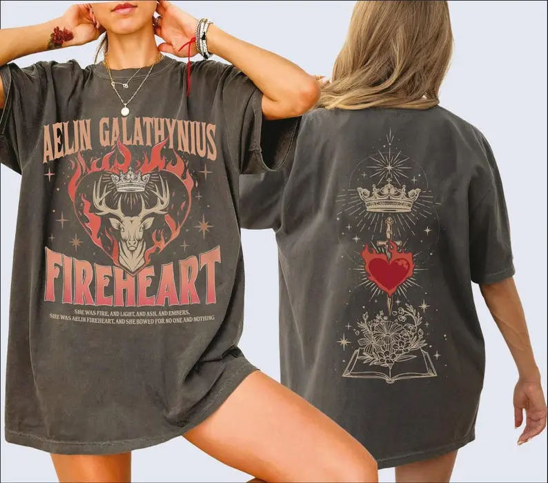 Throne Of Glass Fan Tshirt (2 Sides), Fireheart Aelin Shirt, Kingsflame The Thirteen Tee, Aelin Galathynius Shirts, Halloween Shirts