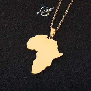 Polished Golden African Map Necklace | Top Choice for Daily Wear Jewelry | Anniversary Gift | Selected Gift | Creative Ethnic Map Pendant Necklace