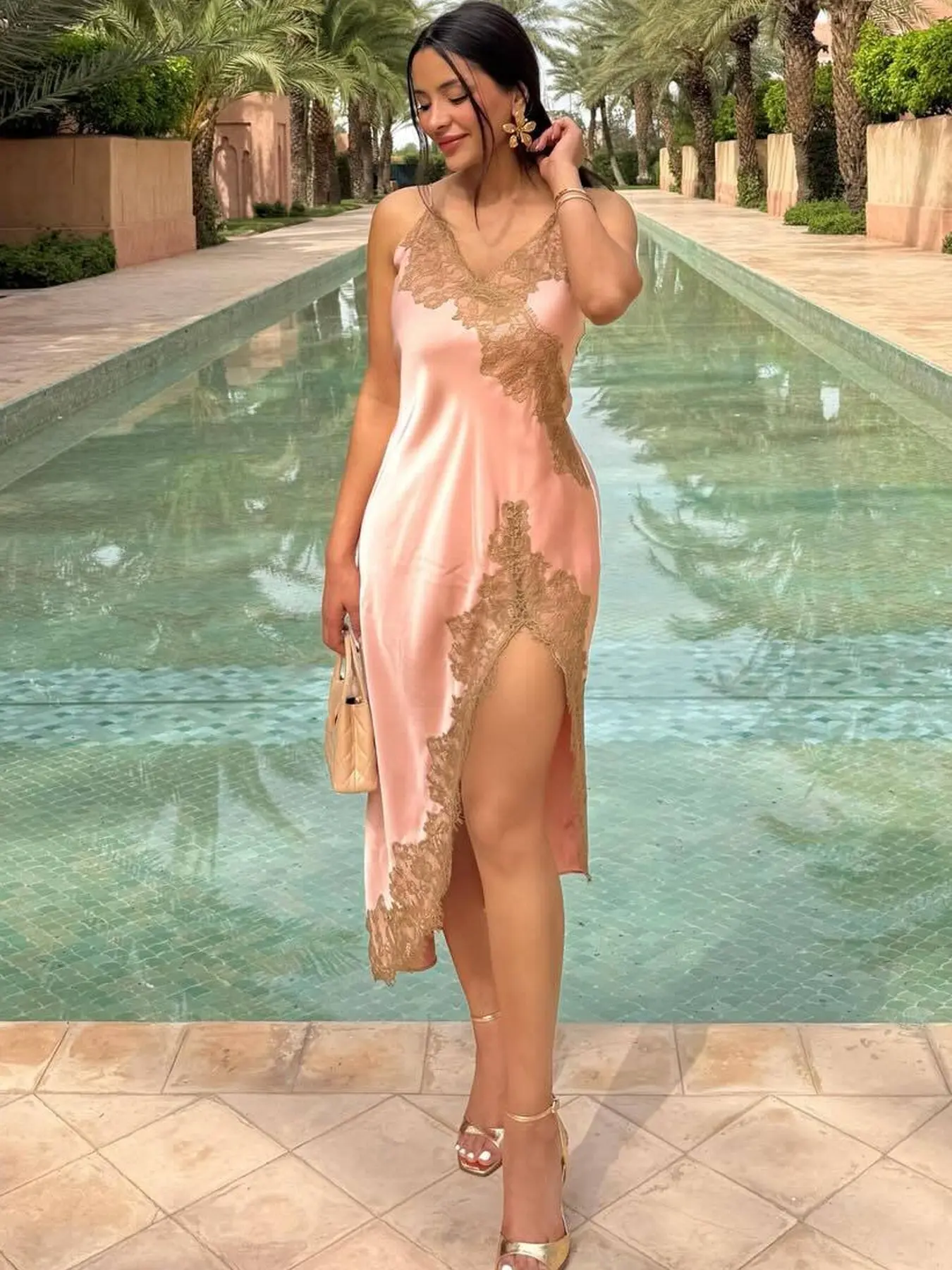 Sexy Asymmetric Slip Dress Spaghetti Strap Lady Women's Dress Summer 2026 Elegant Party Dresses Satin Lace Vestidos Fashion Midi Sleeveless Backless Dresses Prom Holiday Birthday Wedding Guest Woman Dress, Womenswear