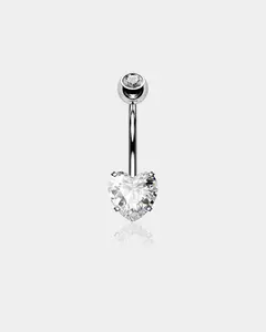 Heart CZ Titanium Belly Ring