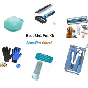 8-in-1 Pet Grooming Kit – Dog & Cat Care Tools Set