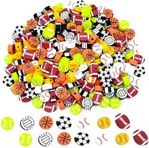200 Pcs Sport Polymer Clay Beads for Bracelet Necklace Earring Jewelry Making (Mixed Color)