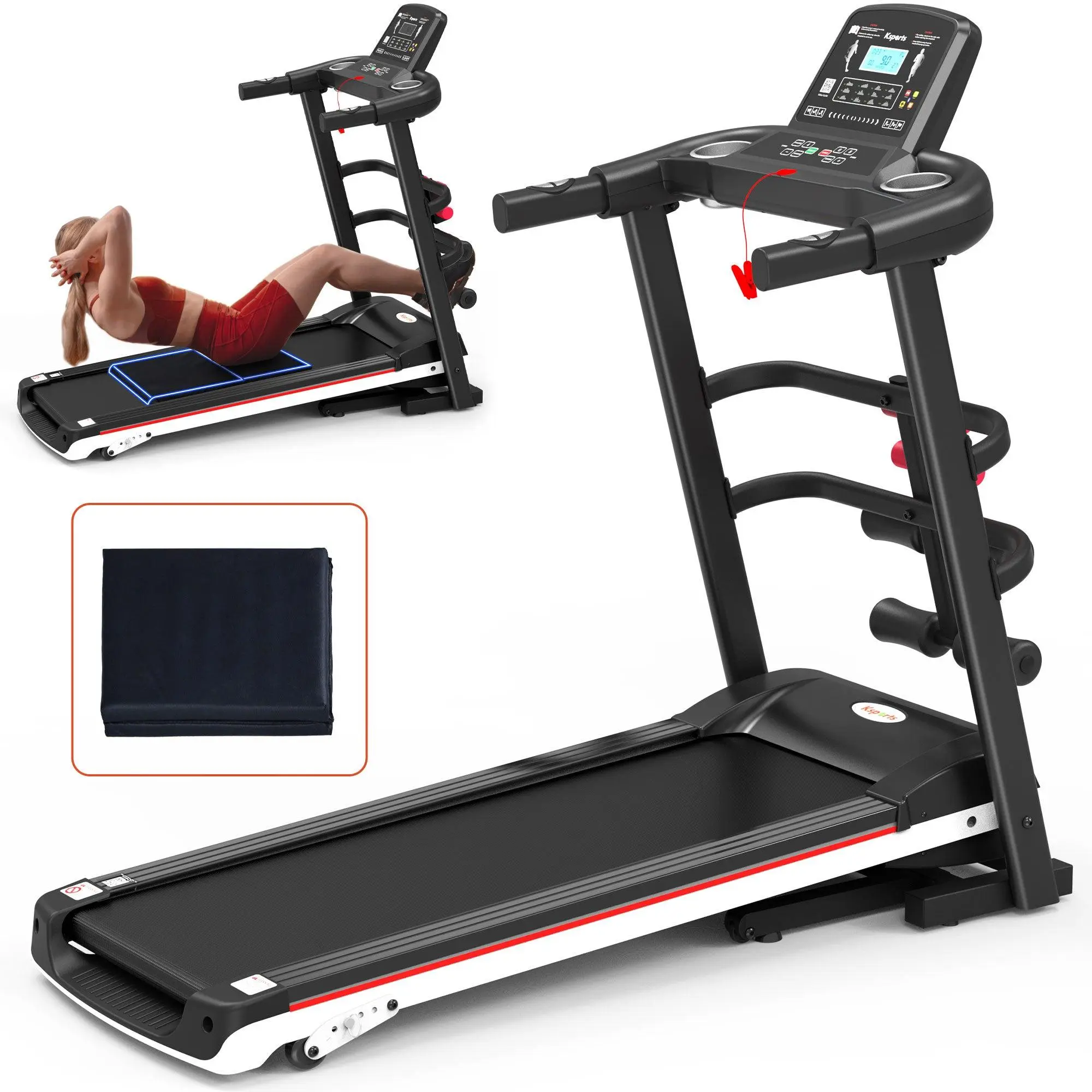 Ksports 16 Inch Wide Foldable Home Treadmill w/ Bluetooth & Fitness Tracking App Ksports 16 Inch Wide Foldable Home Treadmill w/ Bluetooth & Fitness Tracking App