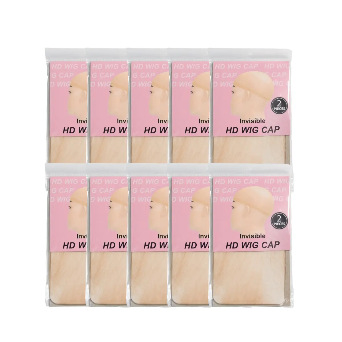 Elastic HD Sheer Stocking Wig Caps (10 Packs/20 Pieces) - Ultra-Thin Invisible Tone Fabric, Skin-Like Lightweight Material, Natural Blending for Lace Front Wigs, Seamless Fit for Various Head Sizes, Natural, Undetectable Look, Seamless Appearance