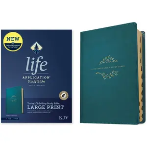 KJV Life Application Study Bible, Third Edition, Large Print (Leatherlike, Teal Blue, Indexed, Red Letter) -- Tyndale - Bible