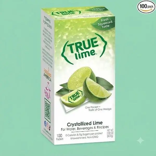 True Lime Natural Sugar-Free Drink Mix – 100-Count Portable Water Flavoring Packets