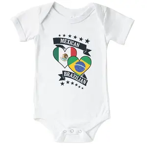 Mexican Brazilian Heart Flags Mexico Brazil Baby Bodysuit