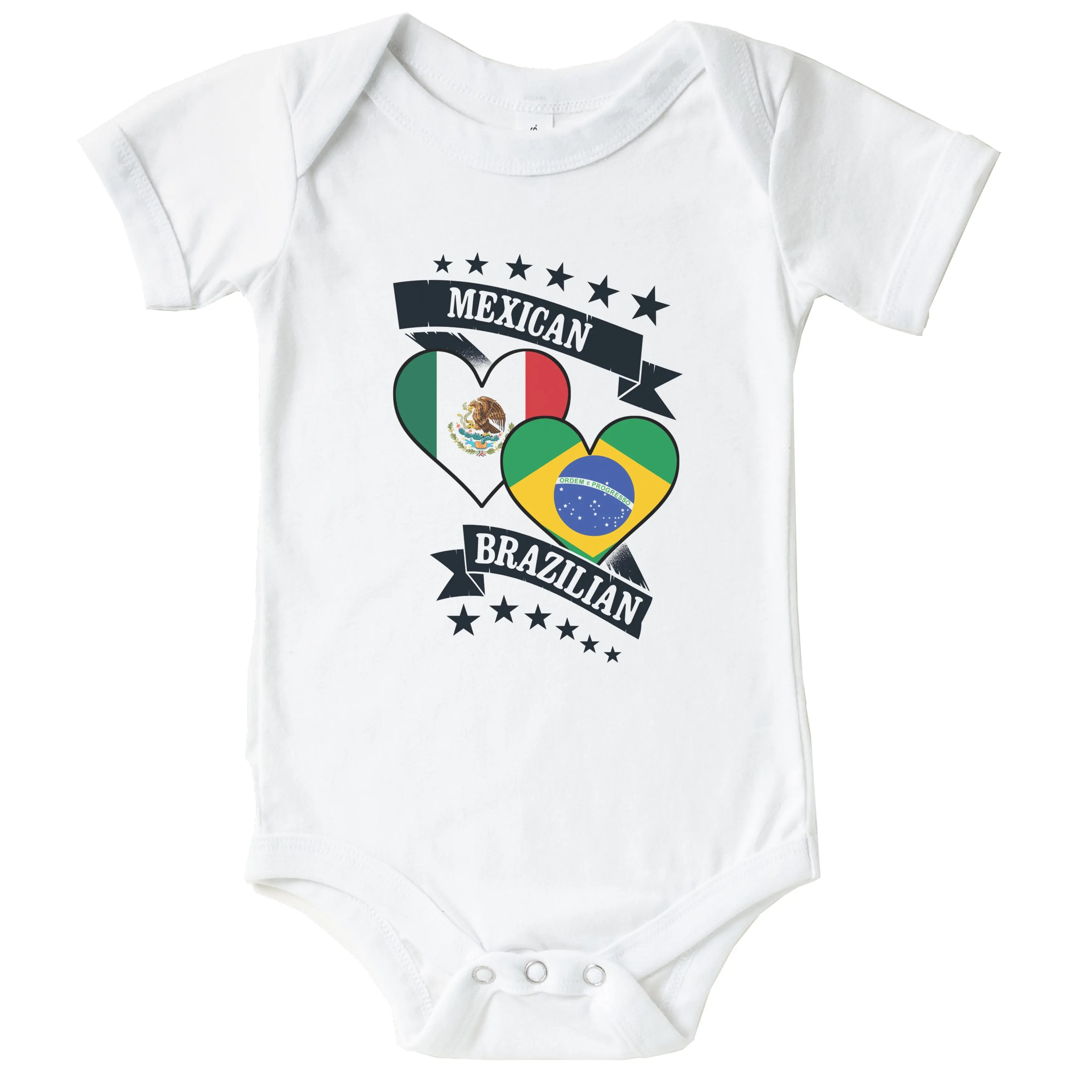 Mexican Brazilian Heart Flags Mexico Brazil Baby Bodysuit