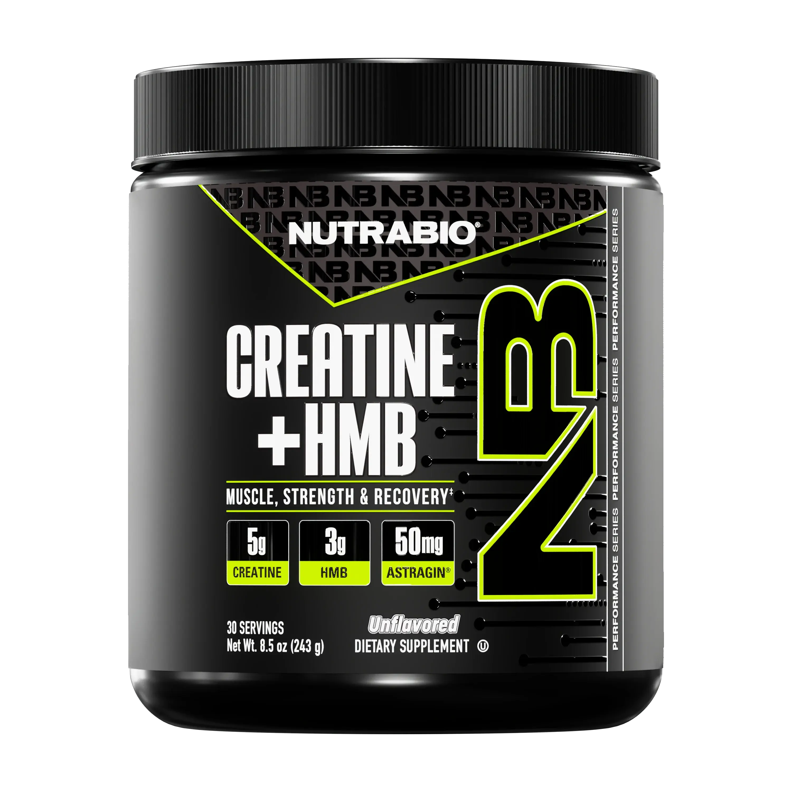 NutraBio Creatine + HMB Dietary Powder - 5g Creatine Monohydrate, 3g HMB, Caffeine-Free, Unflavored Dairy-Free Supplement for Fitness, Workout & Athletic Muscle Support