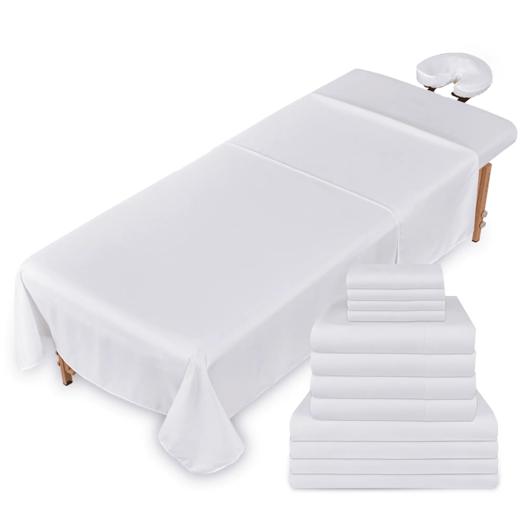 Massage Table Sheets Set – 3 Piece 4 Set, Microfiber Spa Bed Sheets, Cotton-Feel Massage Bed Cover, Wrinkle & Oil Resistant, Soft Accessories for Estheticians – White