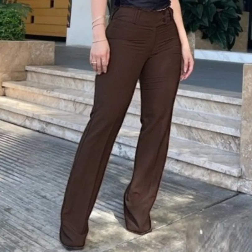 Pantalones Cafe con cierre de botones Casual Comfort