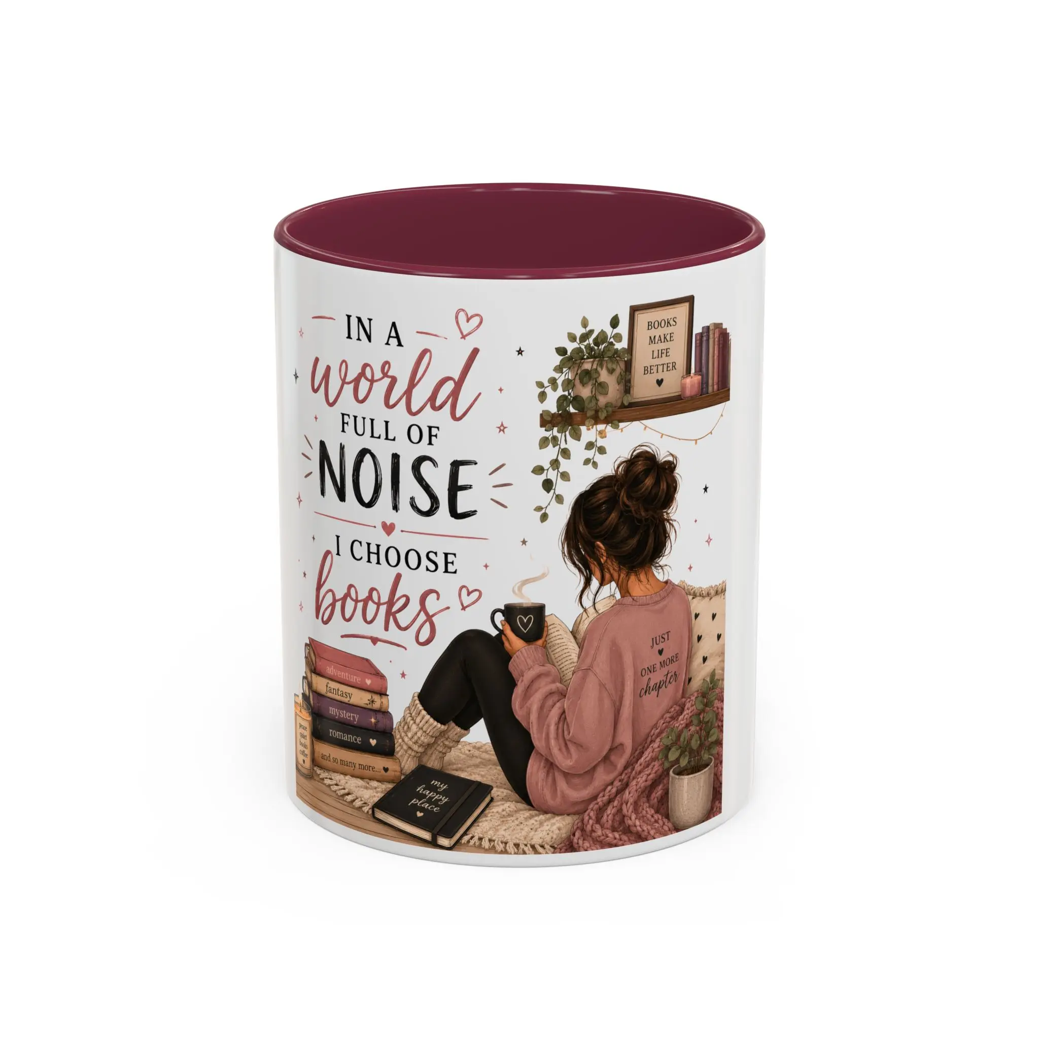 In a World Full of Noise I Choose Books mug | Ceramic coffee cup