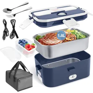 Electric Lunch Box - 1.8L, Leakproof, Portable Heated Lunch Box, SS Container, Insulated Car Truck Work Carry, 12/24/110V