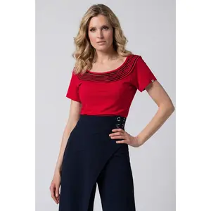 Lola Business Blouse in Red | Deep-Saturation True Red Tailored Business Blouse for Executive Authority | Luna Fashion House