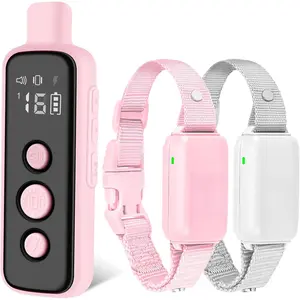 Dog Shock Collar for 2 Dogs 8 - 120lbs Waterproof Rechargeable Electric Training Collar with Remote for Small Medium Large Dogs Beep Vibration Safe Shock Modes Pink Ideal for Dog Training