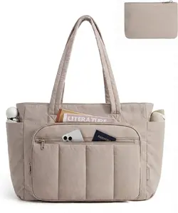 BAGSMART Tote Bag for Women, 2 Set Tote Bag with Zipper, Quilted Nurse Handbags for Work Travel College | 20L Capacity